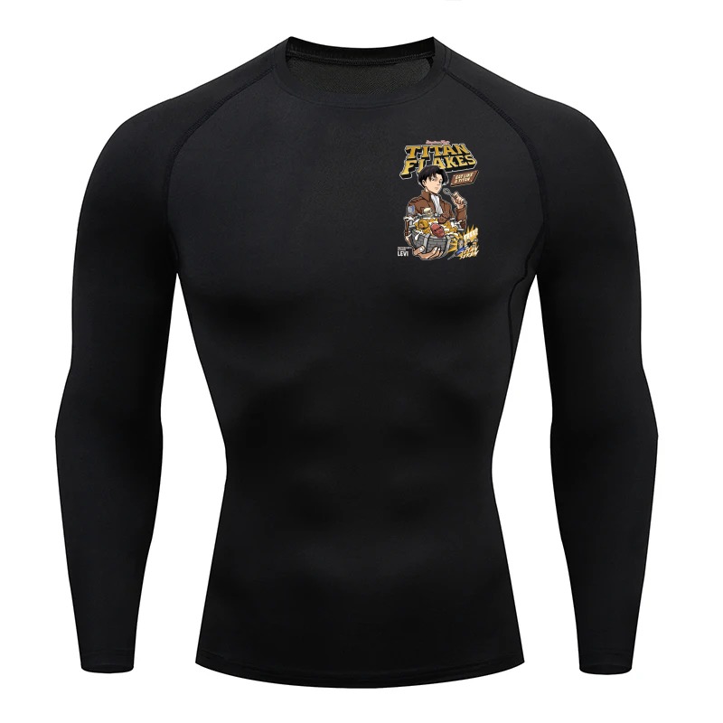 T Shirt Tight Fit - フィットネススポーツウェアティーンエイジャー Tシャツリーヴィ・アッカーマングラフィックトップスタイトなトレーニング服少年圧縮ランニングバスケットボール服