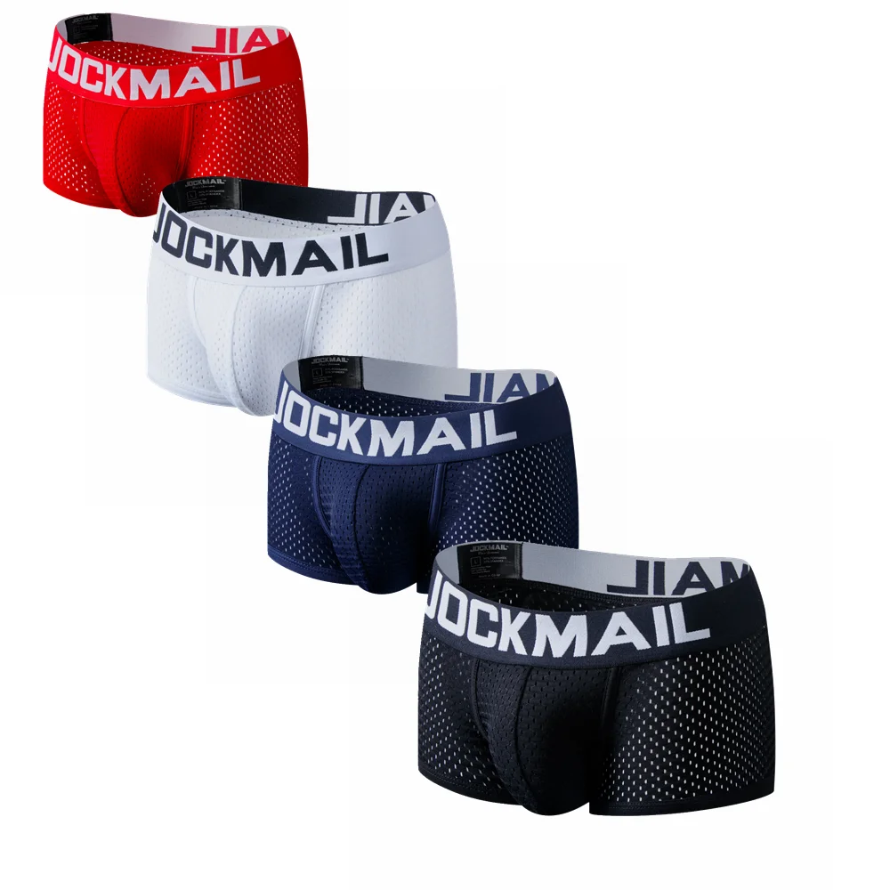 Multi Pack Underwear - Jockmail-男性用通気性ボクサーショーツ、メッシュ下着、ボクサーショーツ、パンティー、パンツ、4ピース/ロット