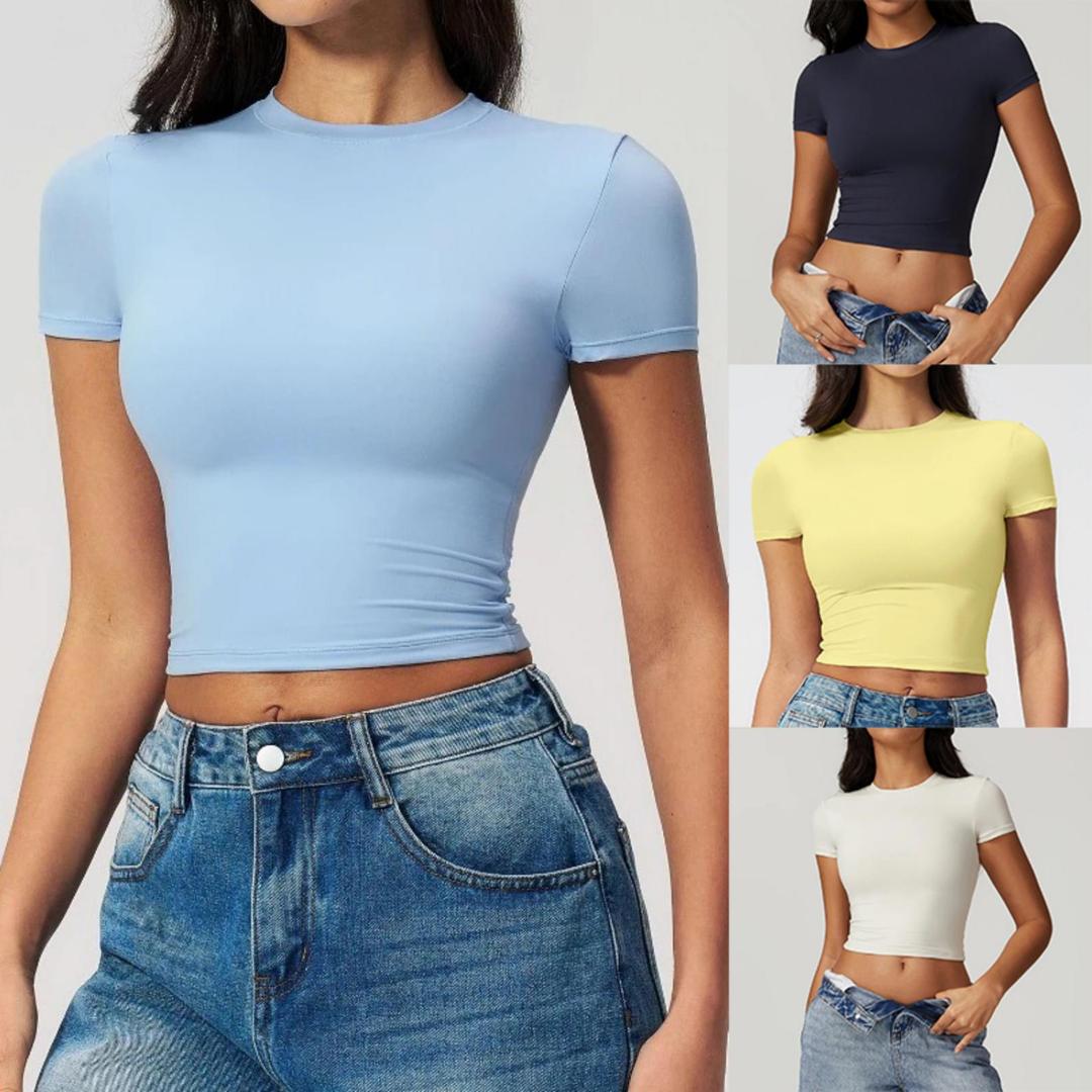 T Shirt Tight Fit - 女性用タイトフィットスポーツTシャツ 速乾性 半袖 ヨガTシャツ ピラティス ランニング
