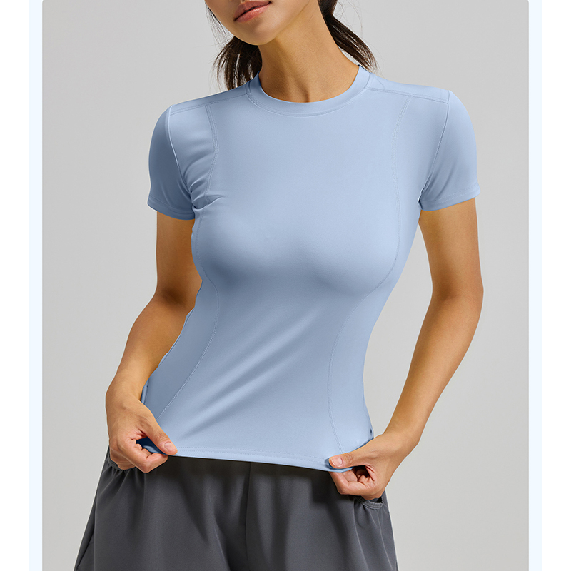 女性用スリムフィットヨガTシャツ速乾性通気性半袖ランニングト - T Shirt Tight Fit のレビューと価格