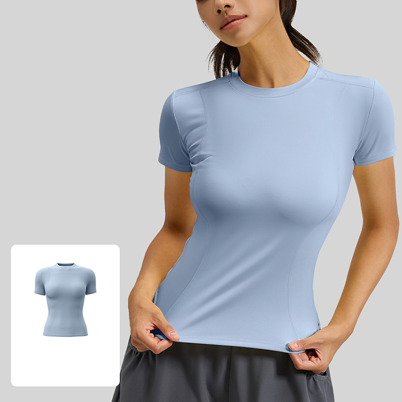 女性用スリムフィットヨガTシャツ速乾性通気性半袖ランニングト - T Shirt Tight Fit のレビューと価格