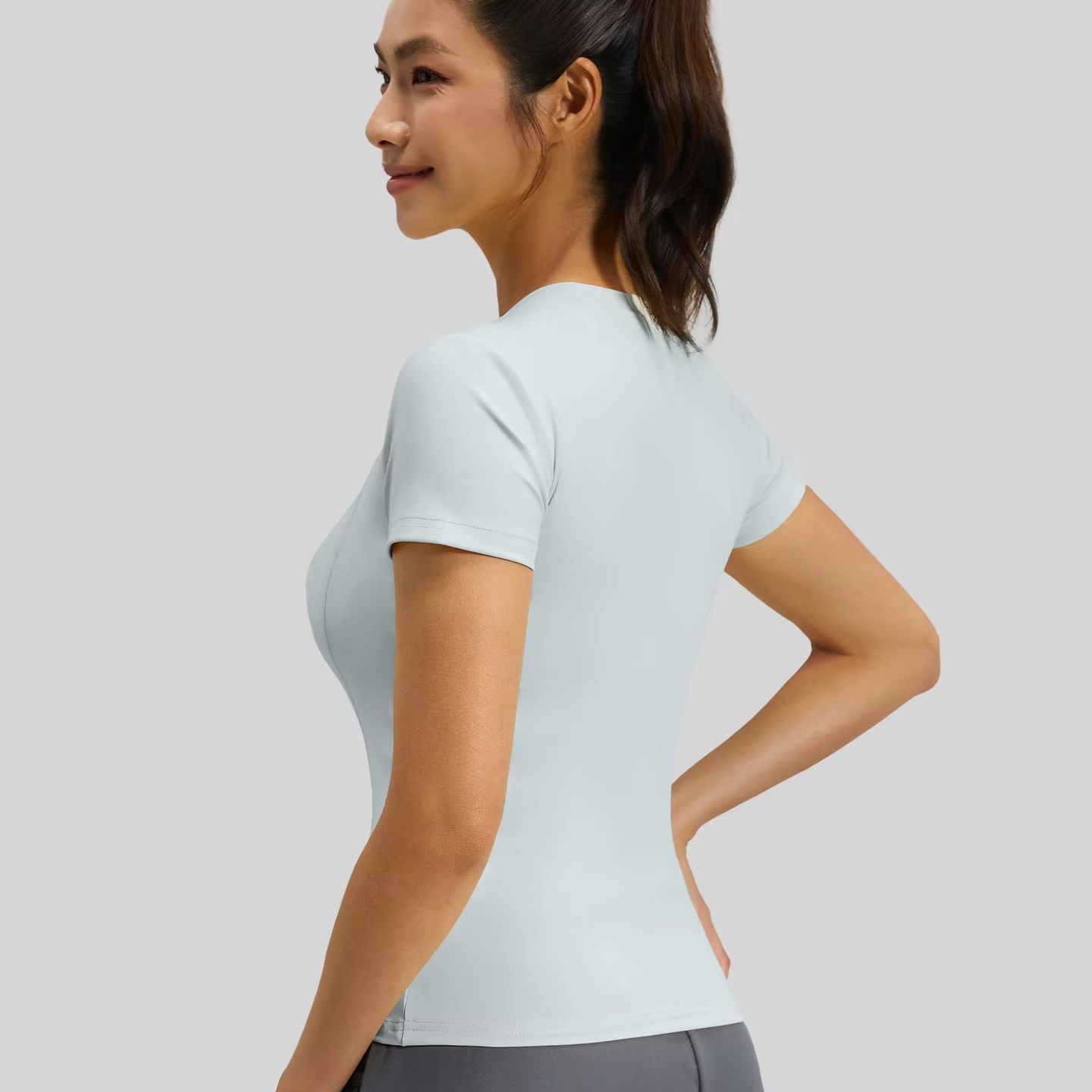 女性用スリムフィットヨガTシャツ速乾性通気性半袖ランニングト - T Shirt Tight Fit のレビューと価格