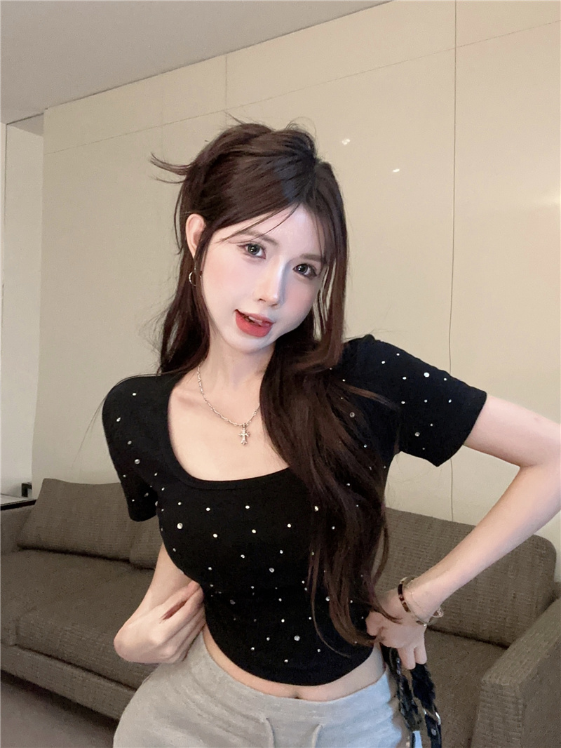 セクシーな半袖Tシャツ レディースデザイン ハイウエスト タ - T Shirt Tight Fit のレビューと価格