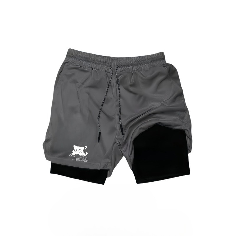 速乾性、通気性、2-in-1、二層構造スポーツショーツ、メン - Compression Shorts Athletes のレビューと価格