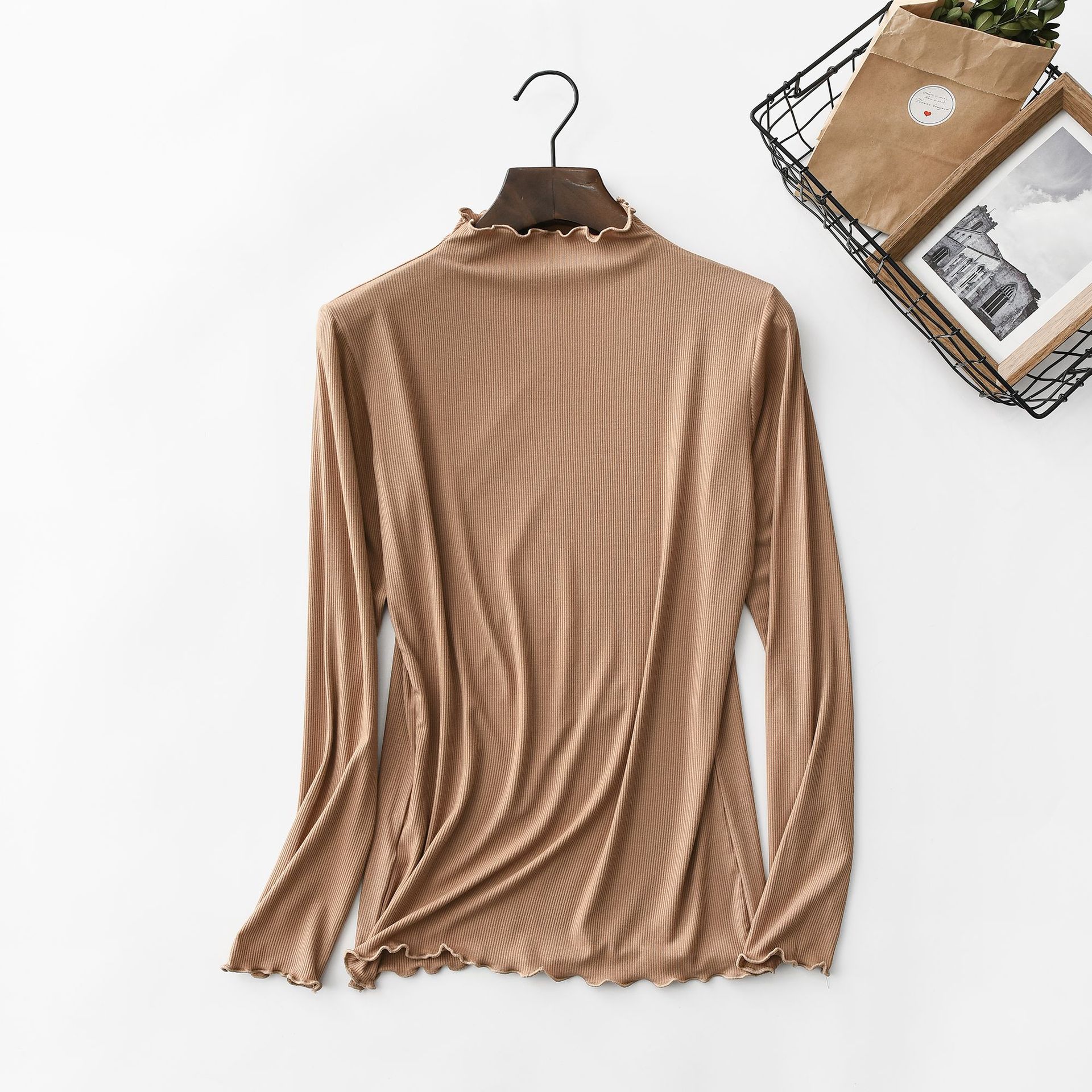 女性用長袖Tシャツ,温かみのある無地のブラウス,耐引裂性,ハ - Undershirt Crew Neck のレビューと価格