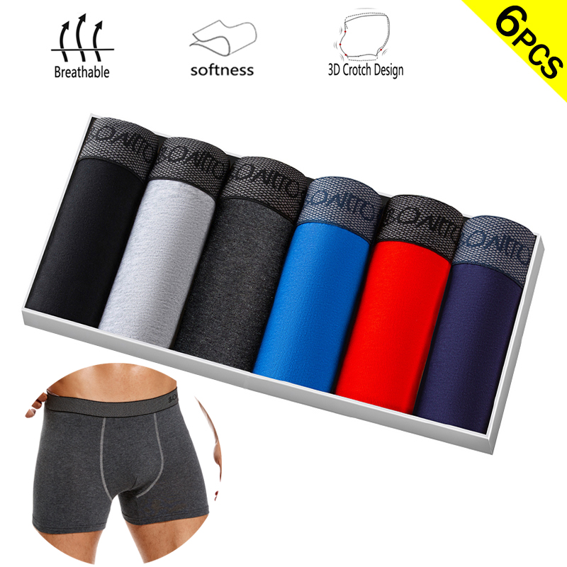 6 ピース/パックボクサーブリーフ無地メンズパンティー綿の下 - Boxer Brief Pack Cotton のレビューと価格